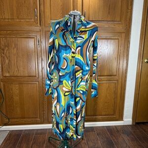 Trina Turk Abstract Print Button Front Dress | Long Sleeve | Women’s Medium